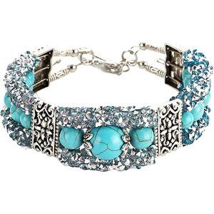 VINTAGE TIBETAN SILVER FEATHER CHARM AND TURQUOISE BANGLE NWT